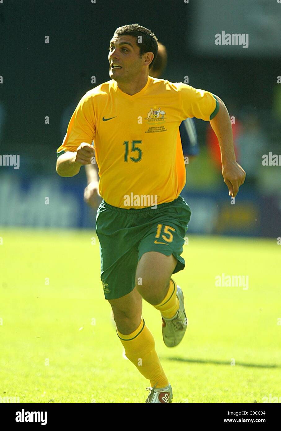 Soccer - 2006 FIFA World Cup Germany - Group F - Australia v Japan - Fritz-Walter-Stadion. John Aloisi, Australia Stock Photo