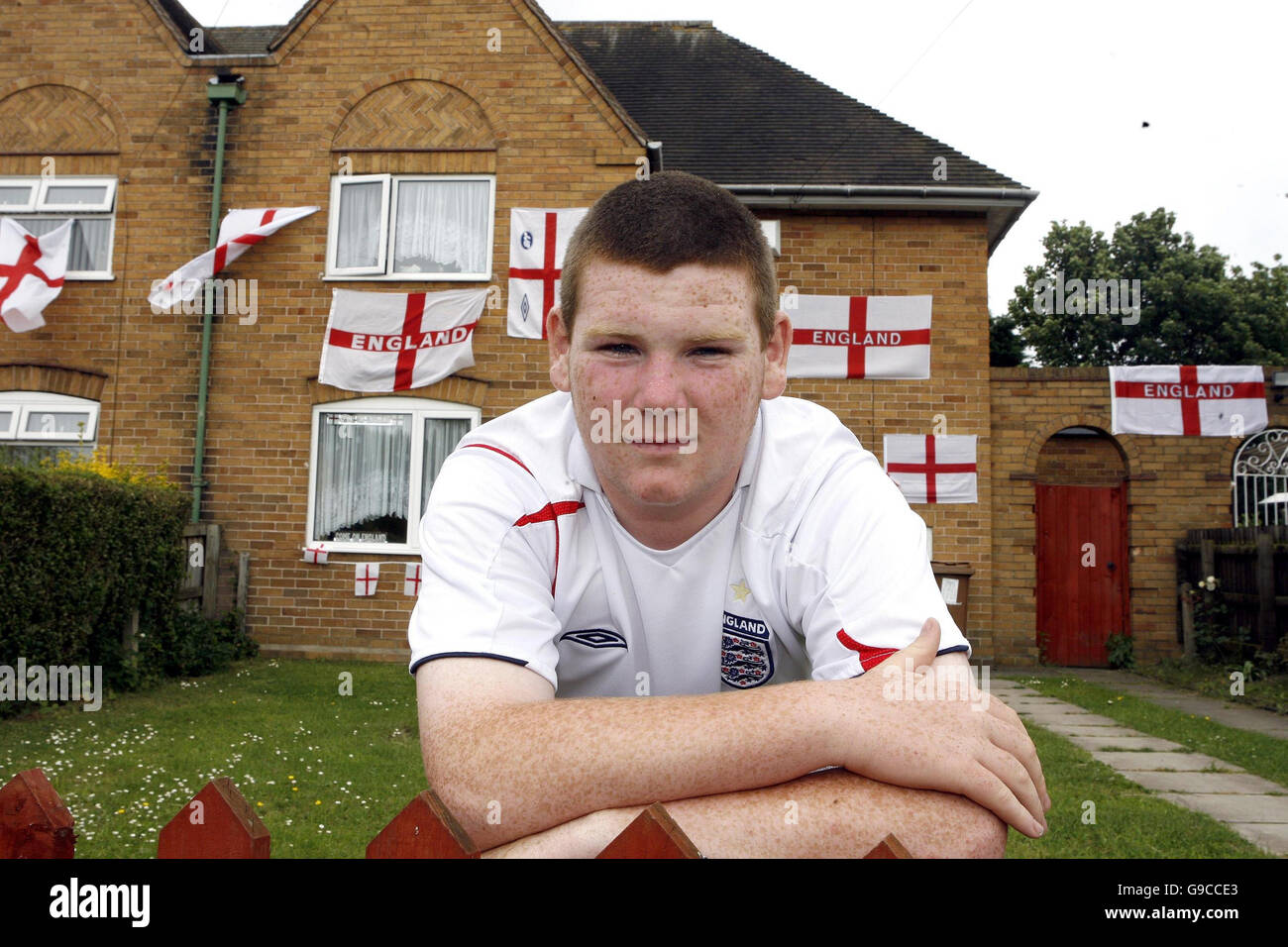 Adam Dean, 14, who has been suspended Blacon High School - a specialist sports college in Chester - after shaving St George's flags into his hair. Stock Photo