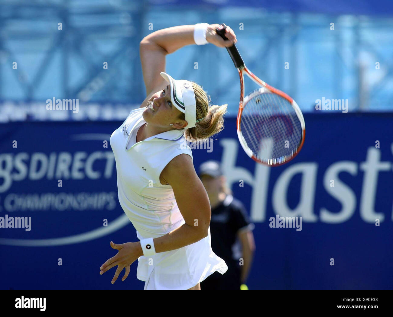 Great Britain's Melanie South in action against Puerto Rico's Kristina Brandi during Hasting's Direct International at Devonshire Park, Eastbourne. Stock Photo