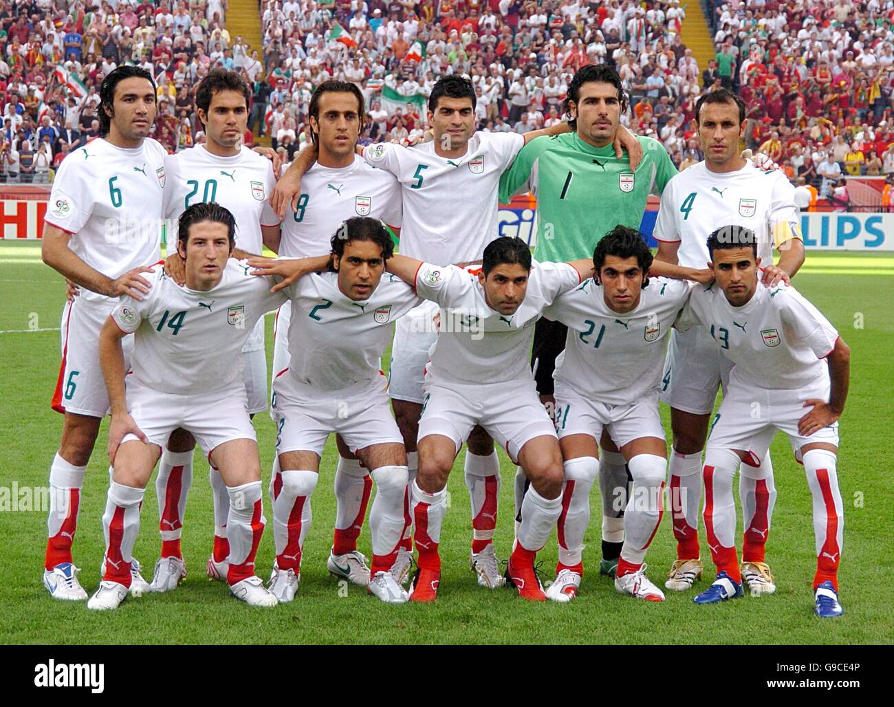 Soccer - 2006 FIFA World Cup Germany - Group D - Portugal v Iran - Commerzbank Arena. Iran team group Stock Photo
