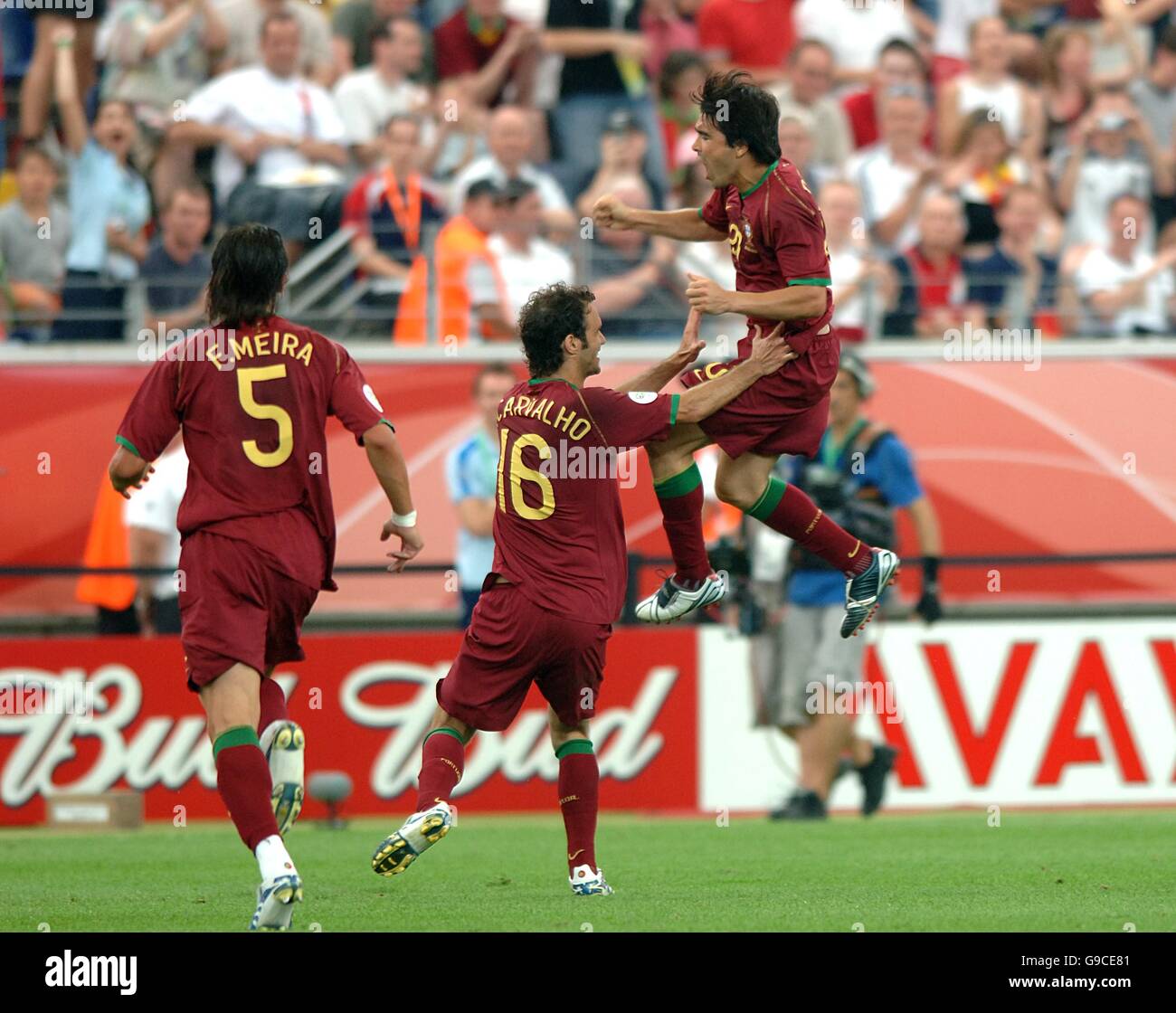 Soccer - 2006 FIFA World Cup Germany - Group D - Portugal v Iran - Commerzbank Arena. Portugal's Anderson Deco celebrates his goal Stock Photo