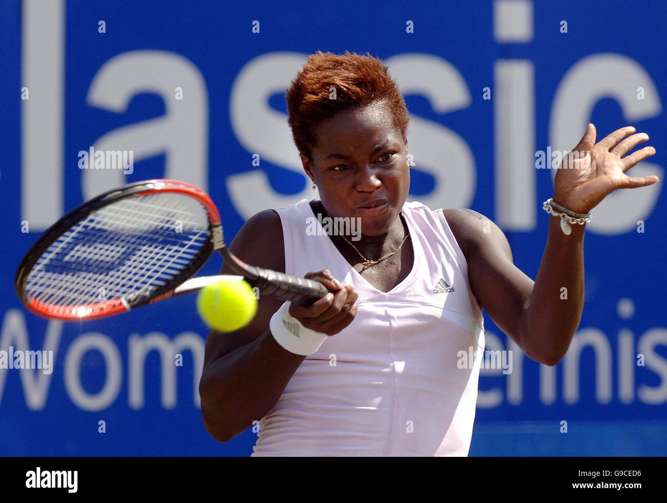 USA's Jamea Jackson in action against Russia's Maria Sharapova during the DFS Classic at Edgbaston Priory Club, Birmingham. Stock Photo