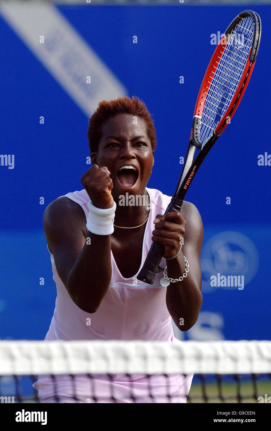 Tennis DFS - DFS Classic. USA's Jamea Jackson reacts to her 6-4,6-4 victory over Russia's Maria Sharapova during the DFS Classic at Edgbaston Priory Club, Birmingham. Stock Photo