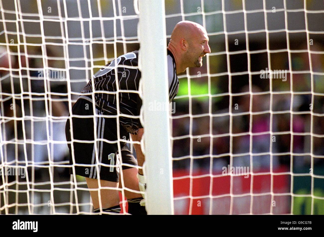 Soccer - Euro 2000 - Group D - Czech Republic v France. France goalkeeper Fabien Barthez stands guard Stock Photo