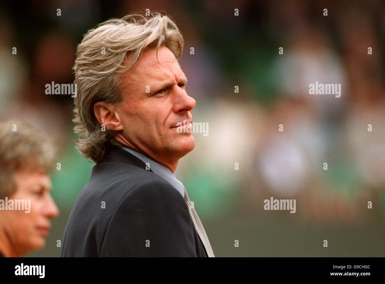 Tennis - Wimbledon Championships. Five time Wimbledon winner Bjorn Borg at the Parade of Champions on centre court Stock Photo