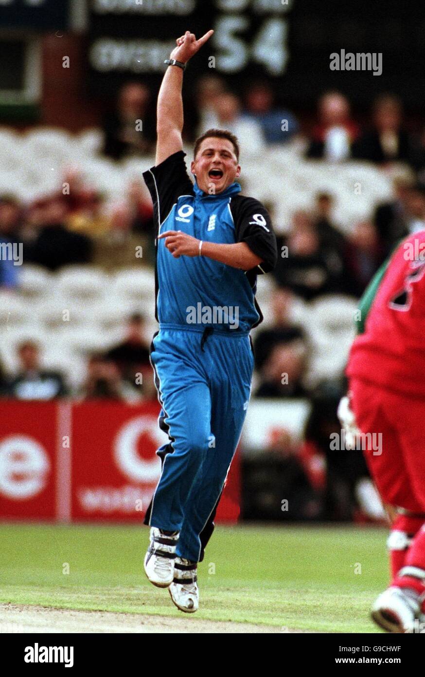 Englands gough celebrates taking the wicket of zimbabwes guy whittall