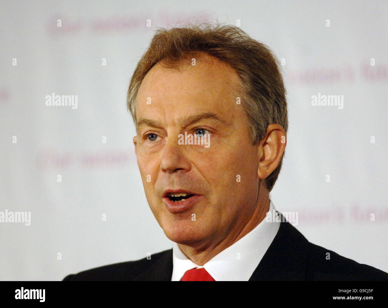 Britain's Prime Minister Tony Blair delivers a lecture on the criminal justice system in Bristol. Stock Photo