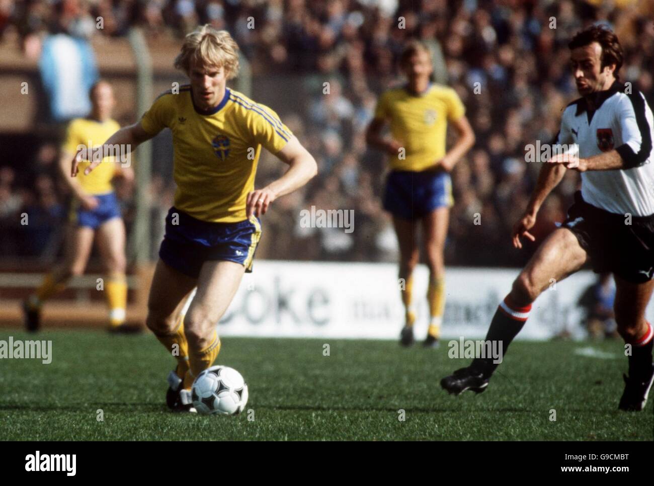 Soccer - World Cup Argentina 78 - Group Three - Sweden v Austria. Benny Wendt, Sweden Stock Photo