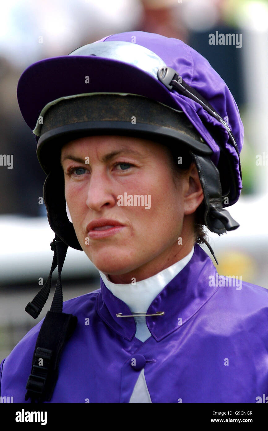 Jockey Serena Brotherton prior to her ride on Sporting Gesture in the Queen Mother's Cup Handicap Stakes Stock Photo