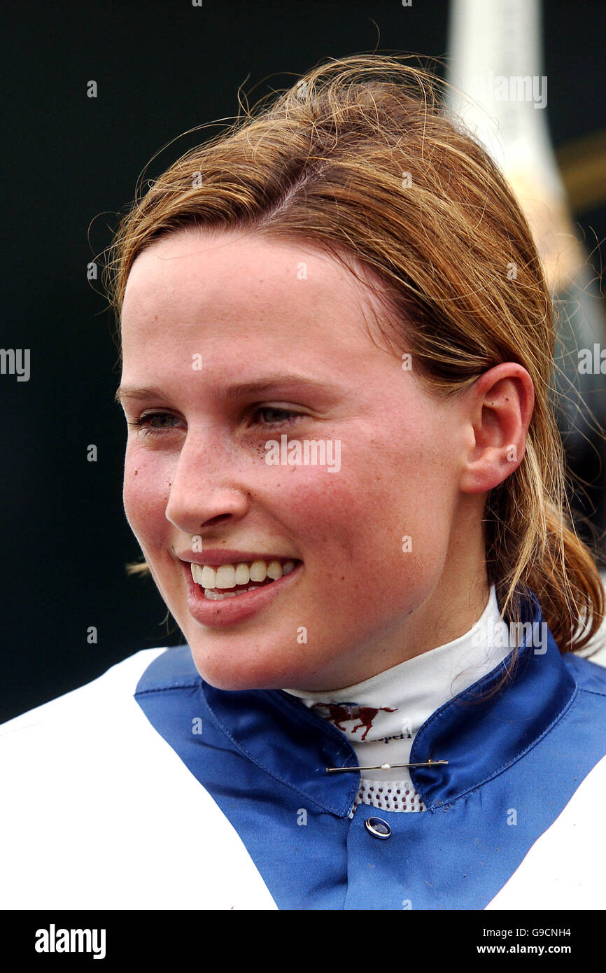 Francesca Cumani after her victory on Soulacroix in the The Queen Mother's Cup Handicap Stakes Stock Photo