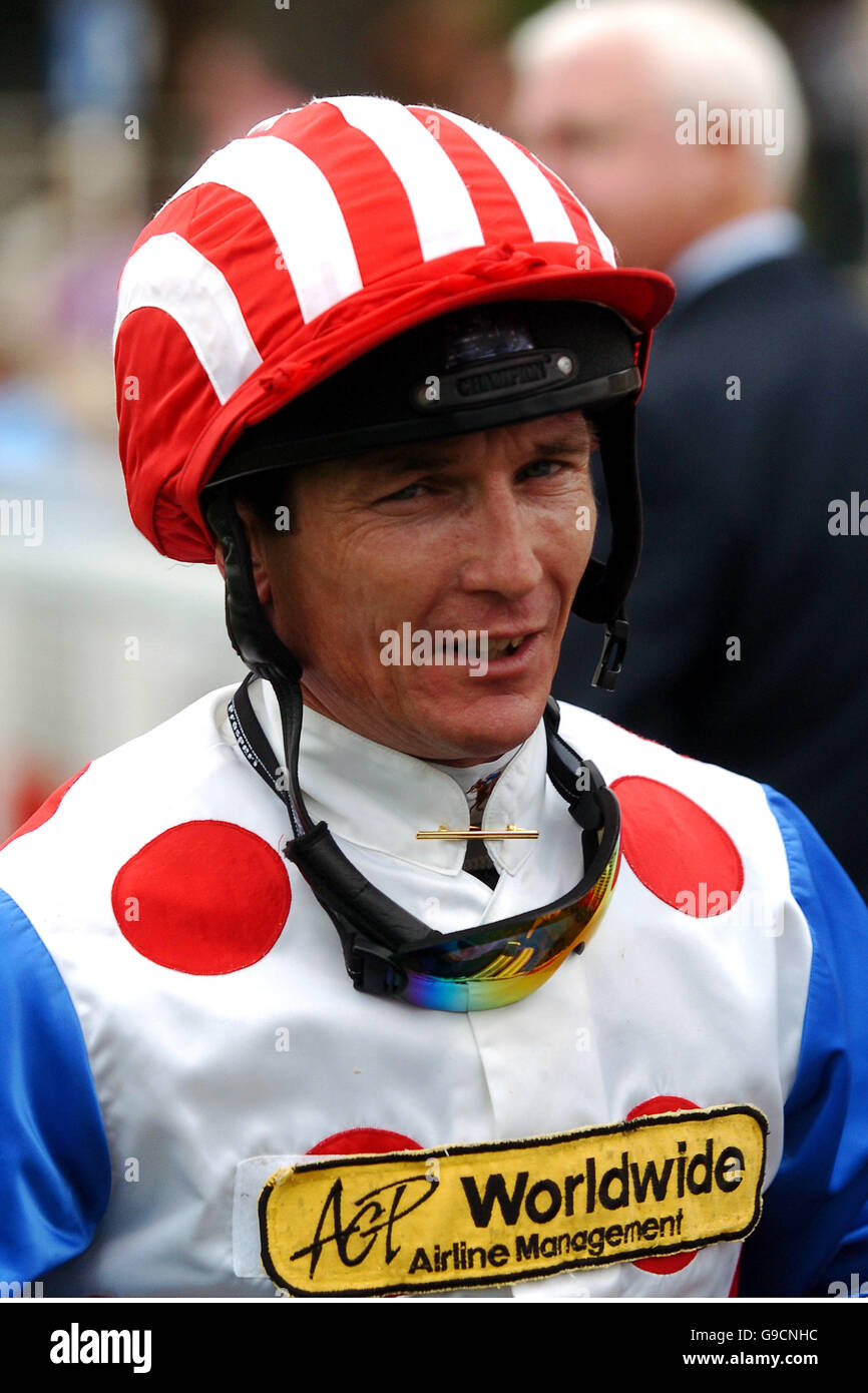 Jockey Philip Robinson prior to his ride on Rio Riva in the Cadogan Silver Salver Handicap Stakes Stock Photo