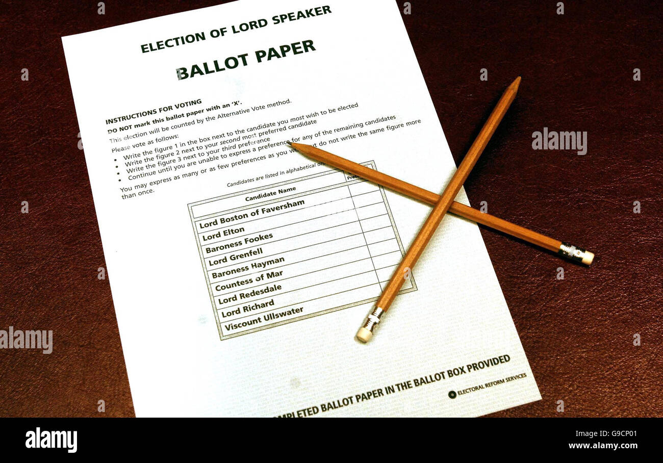 Lord Speaker vote Stock Photo Alamy