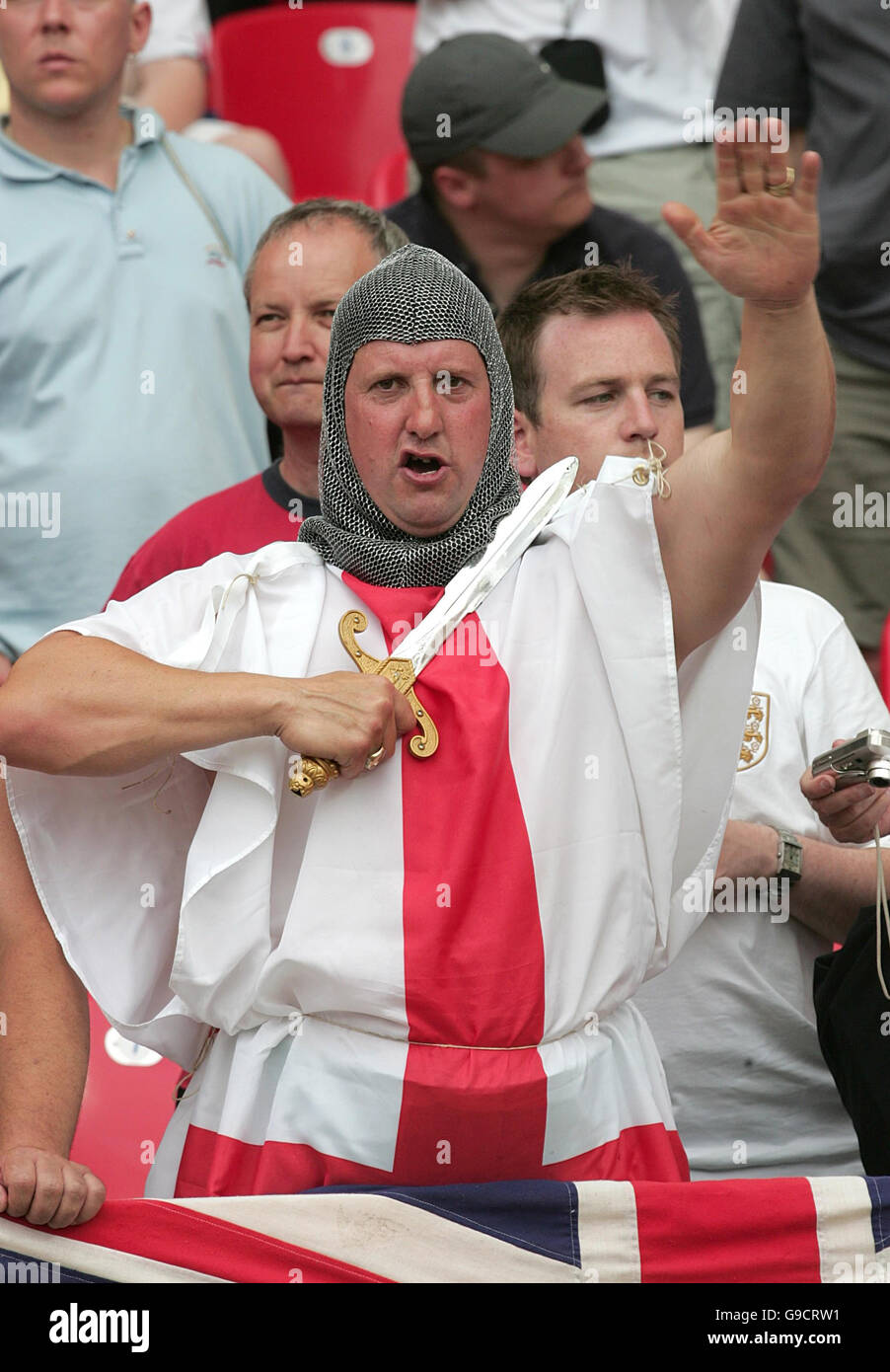 An England fan in the stands before kick-off in the FIFA World Cup ...