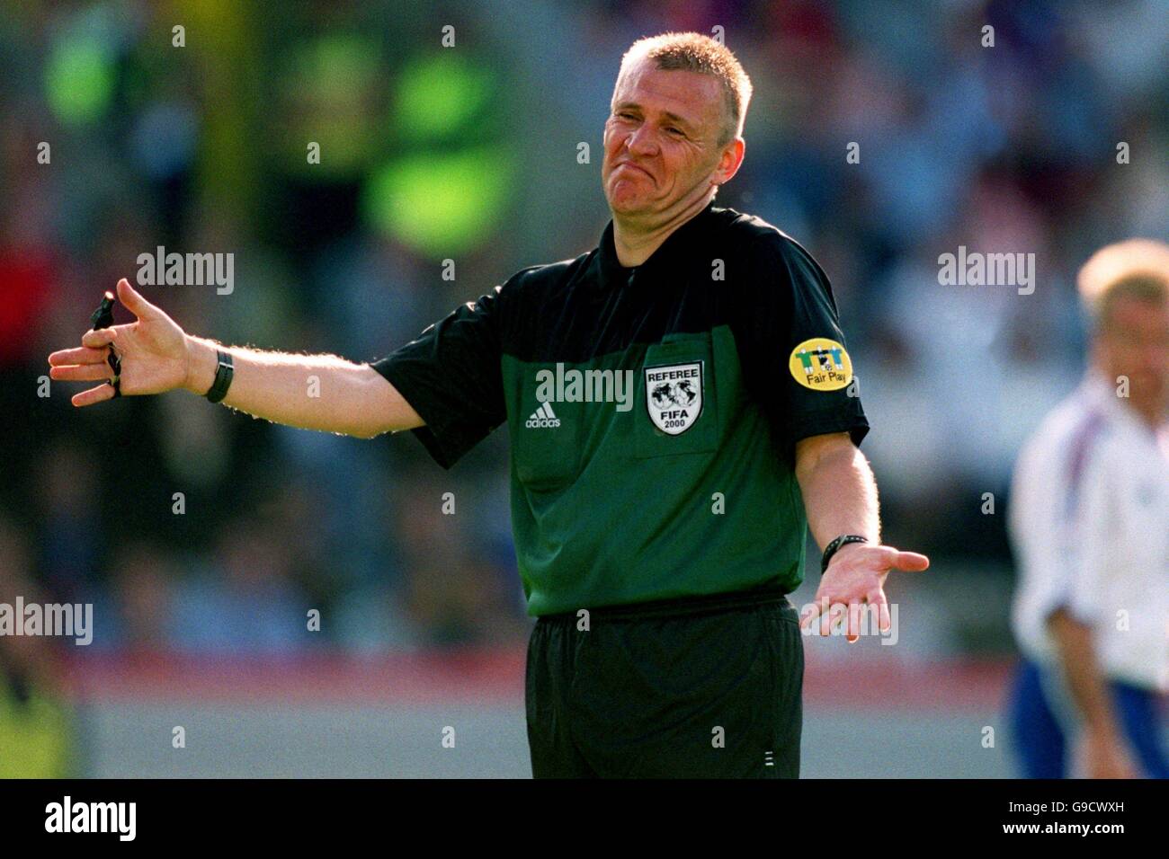 Soccer - Euro 2000 - Group D - Czech Republic v France. English referee Graham Poll during today's match Stock Photo