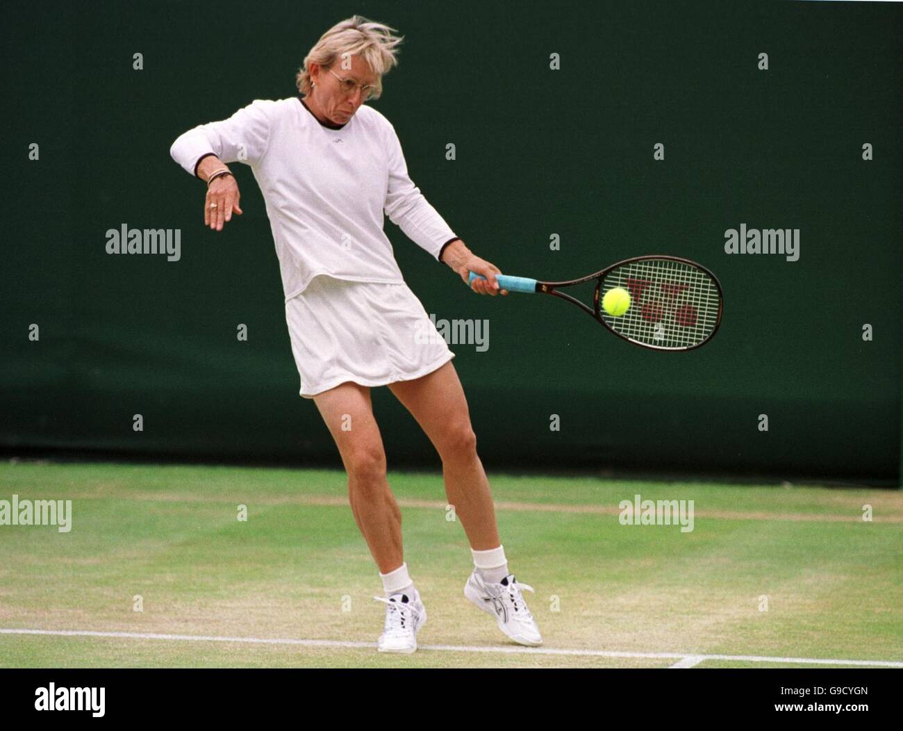 Martina navratilova playing in the doubles with mariaan de hires stock