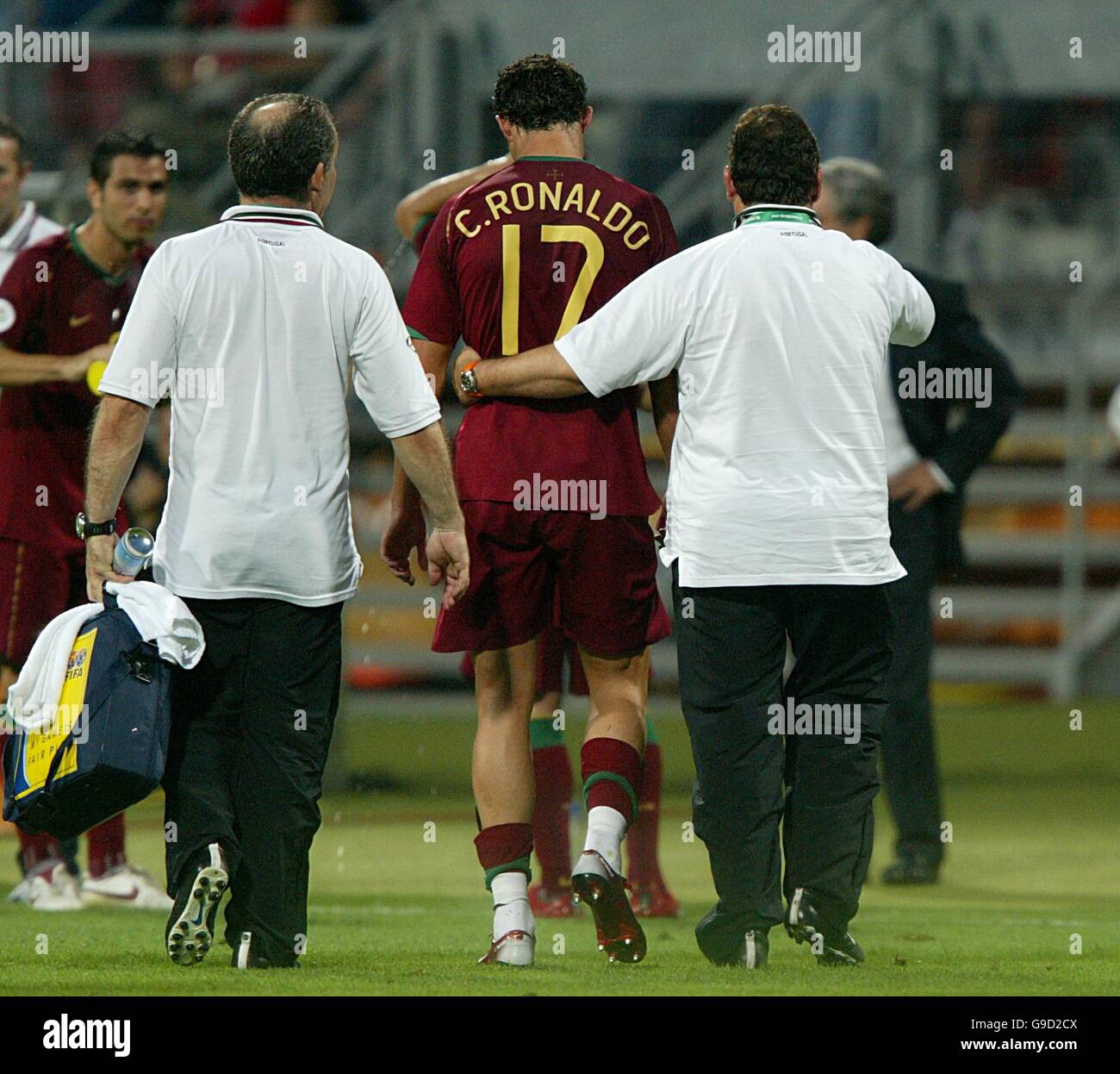 Cristiano Ronaldo, Portugal walks away dejected as he is forced to go off with an injury Stock Photo