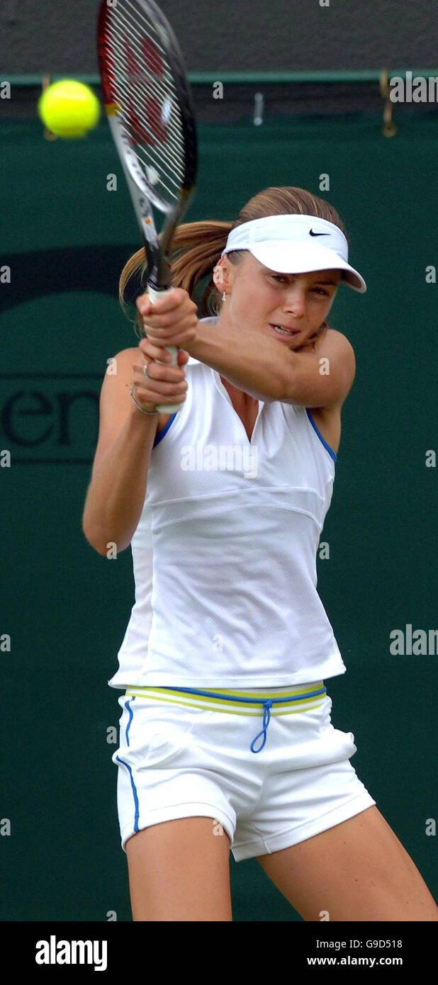 Slovakia's Daniela Hantuchova in action against USA's Jamea Jackson during the second round of The All England Lawn Tennis Championships at Wimbledon. Stock Photo