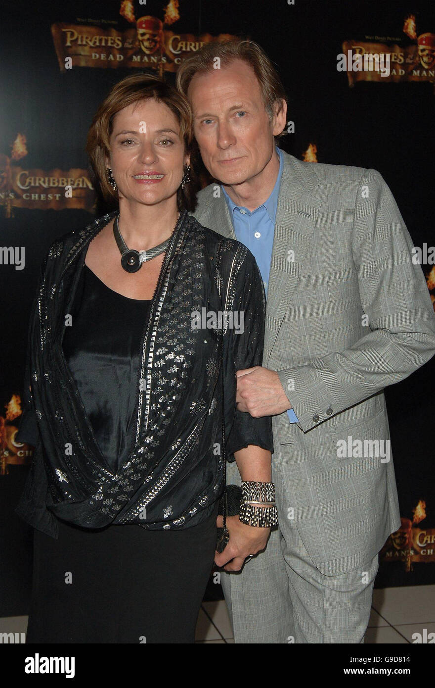 Bill Nighy and his wife Diana Quick arrive for the European Premiere of Pirates of the Caribbean: Dead Man's Chest, at the Odeon Cinema in Leicester Square, central London. Stock Photo