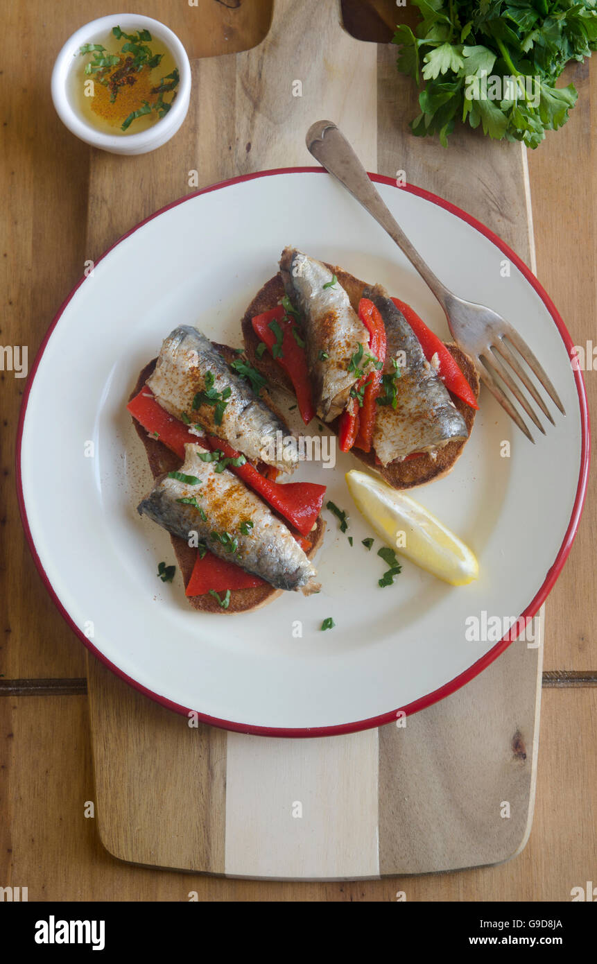 Sardines on toast Stock Photo Alamy