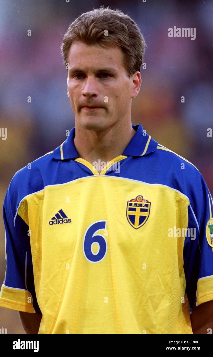 Soccer - Euro 2000 - Group B - Sweden v Turkey. Gary Sundgren, Sweden Stock Photo