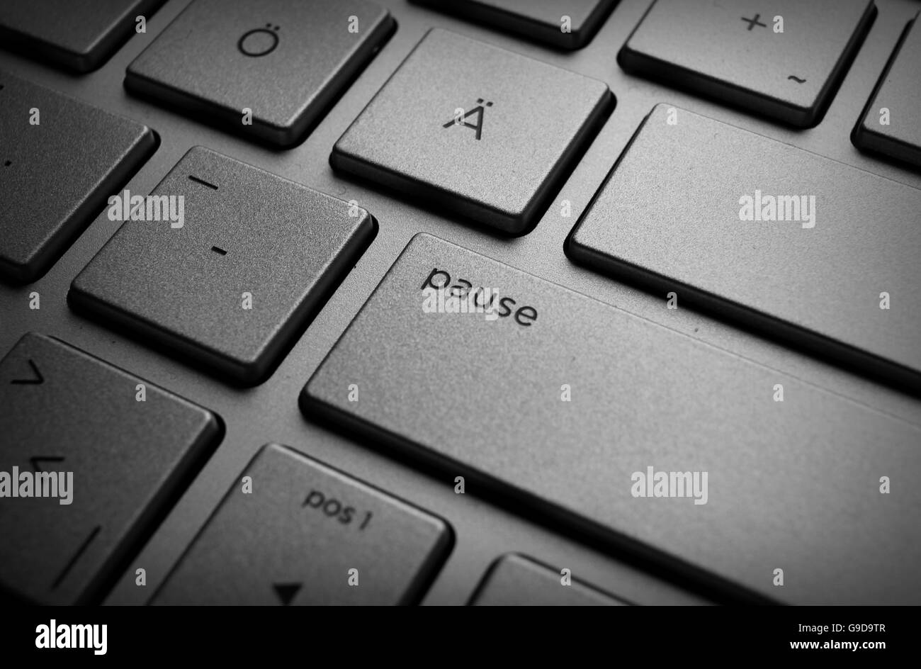 German silver notebook QWERTZ keybord. Stock Photo