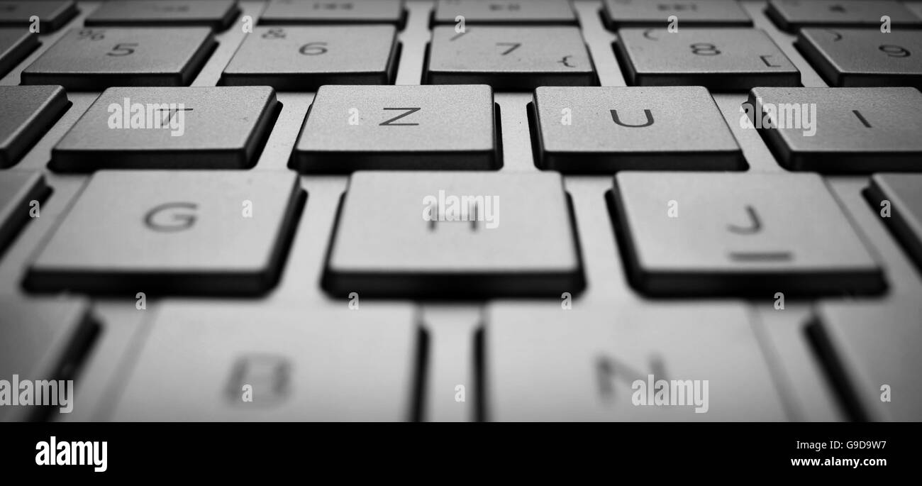 German silver notebook QWERTZ keybord. Stock Photo