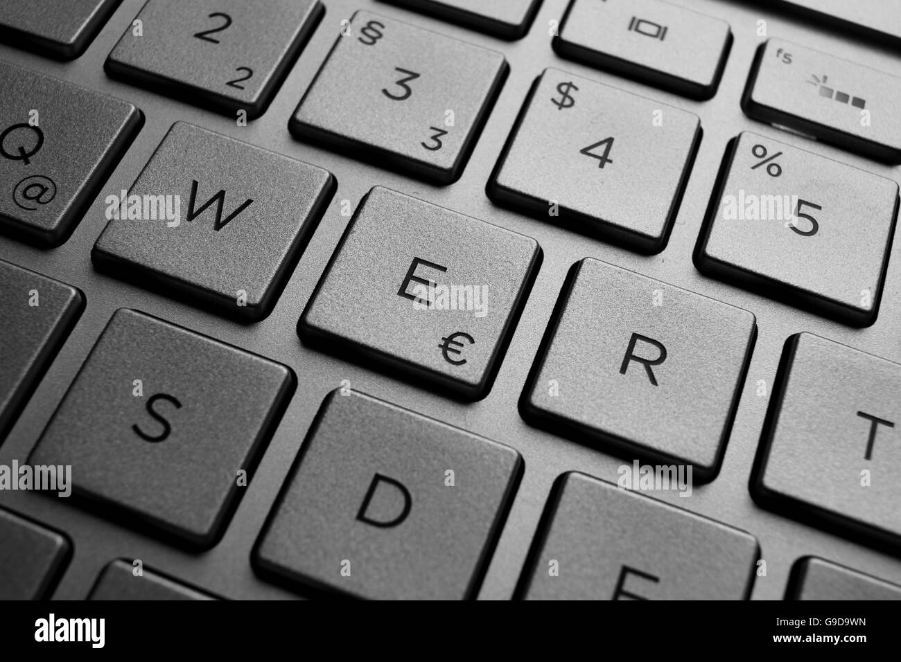 German silver notebook QWERTZ keybord. Stock Photo