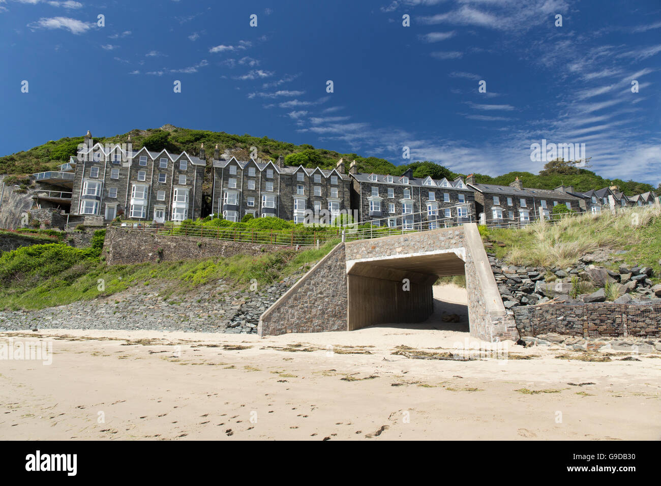 Houses overlooking Beach Barmouth Gwynedd Wales UK Stock Photo Alamy