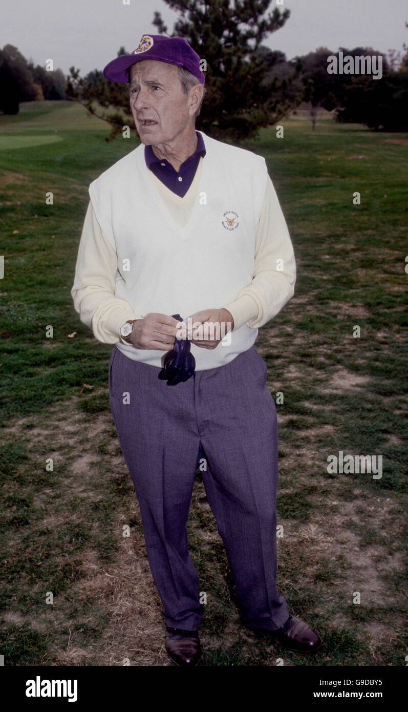 President H.W. Bush plays golf at Andrews Air Force Base in