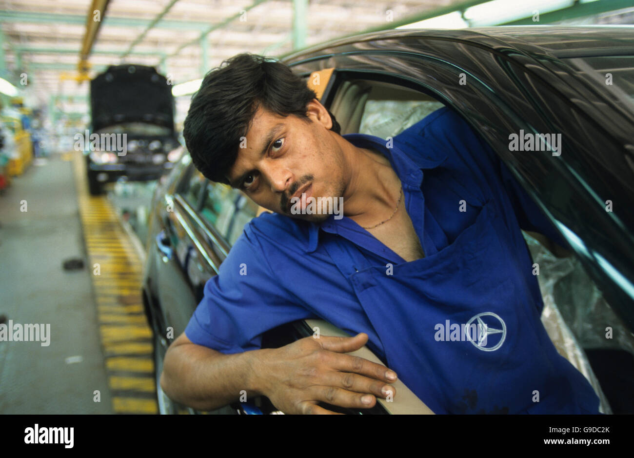 INDIA Maharashtra Pune, Daimler Chrysler Factory, assembly line for luxury cars Merceds Benz E and C class Stock Photo