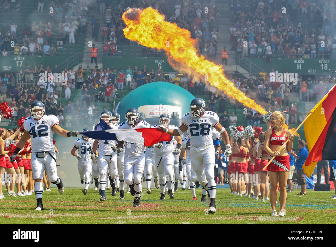 Team France enters the stadium at the Football World Championship on