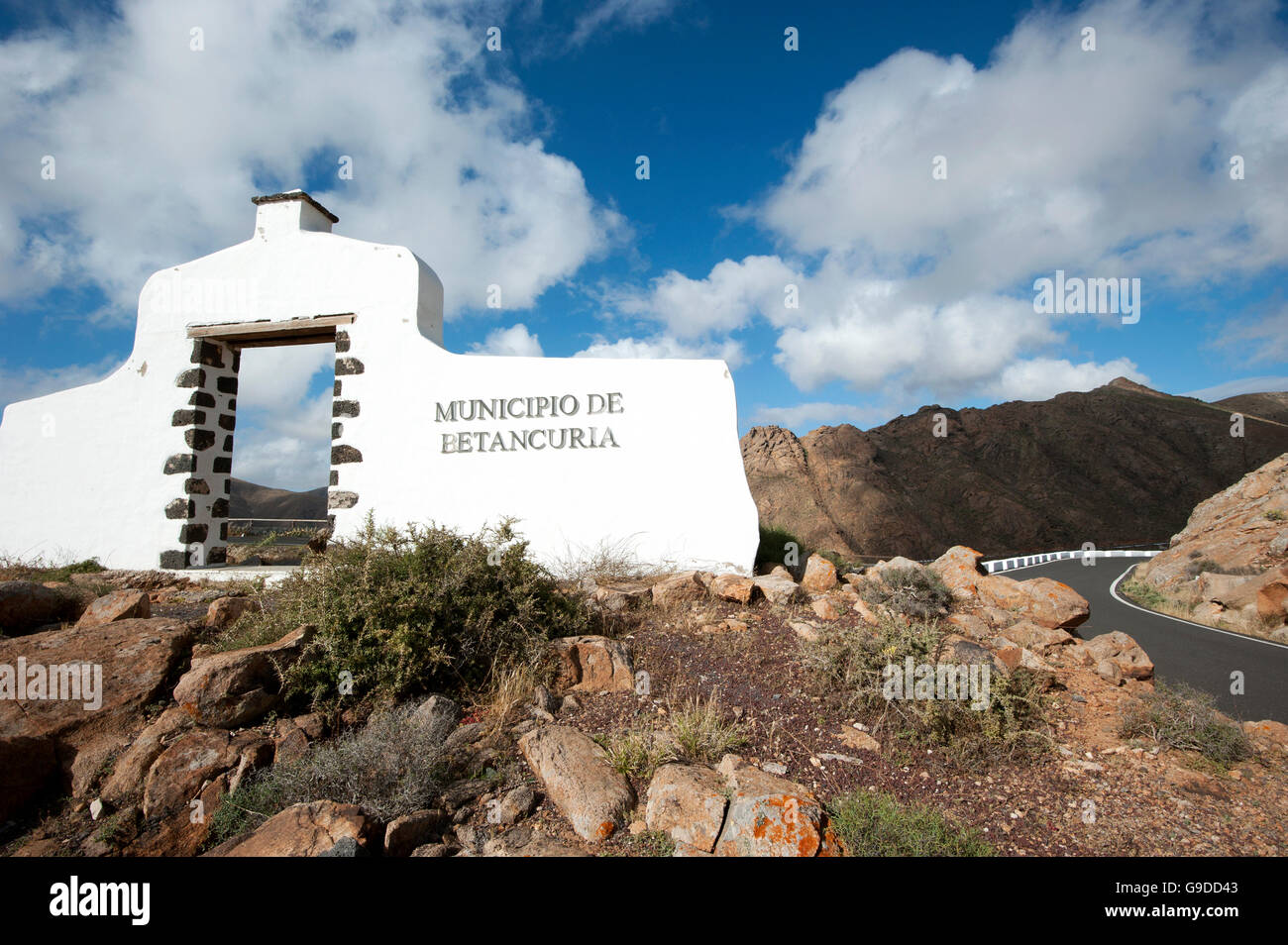 Street on the west coast, Municipio De Betancuria, Fuerteventura, Canary Islands, Spain, Europe Stock Photo