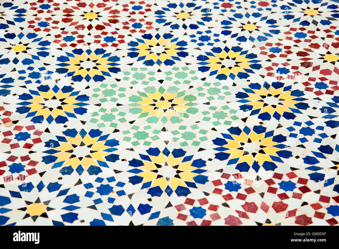 Colorful tile mosaic, Morocco, North Africa, Africa Stock Photo