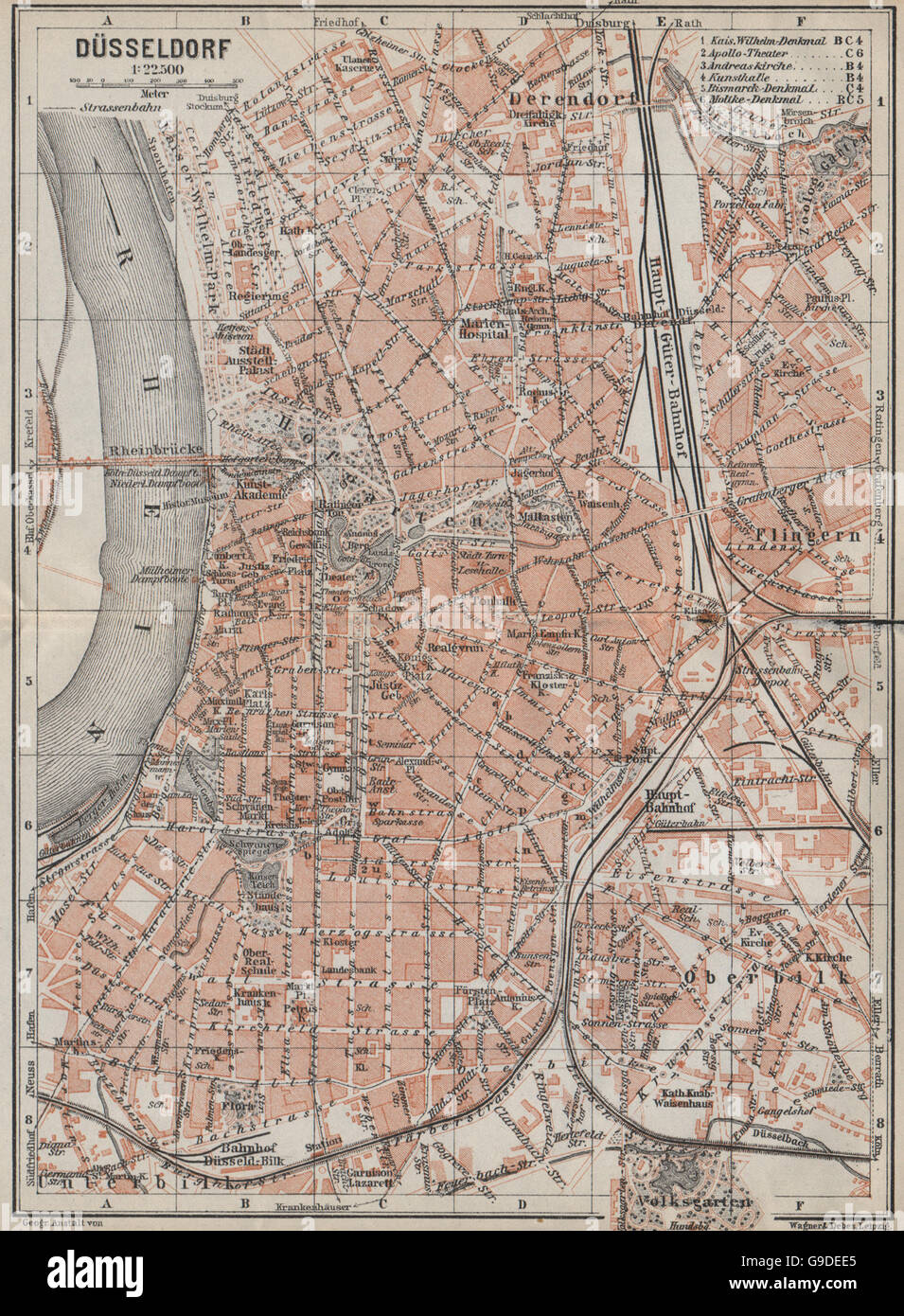 DÜSSELDORF town city stadtplan. Northrhine-Westfalia. Dusseldorf karte, 1926 map Stock Photo