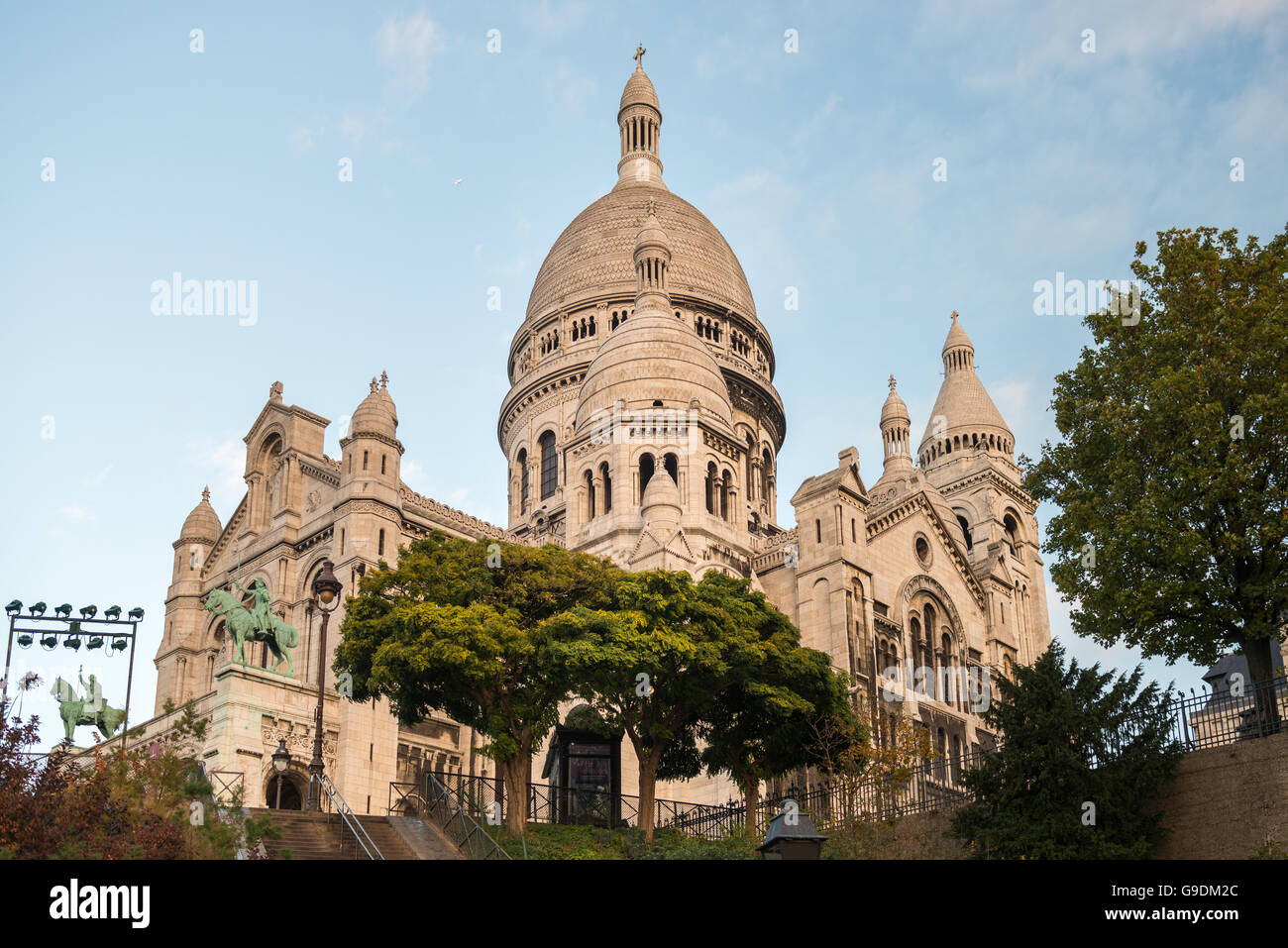 Sacre-Coeur Basilica early in the morning at first sunlight . Stock Photo