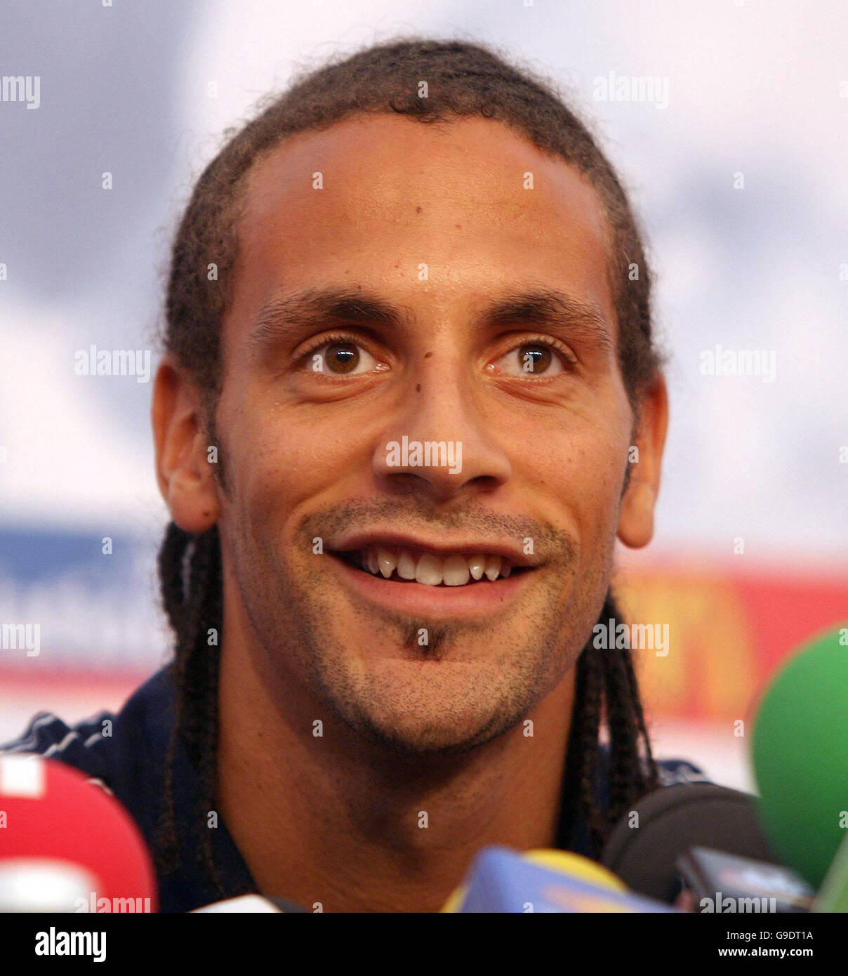 England's Rio Ferdinand during a press conference the Media Centre,  Buhlertal, Germany Stock Photo - Alamy