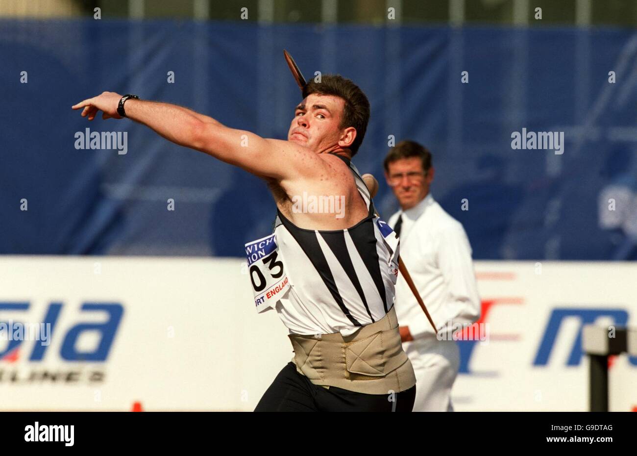 Marius corbett in action in the mens javelin hires stock photography