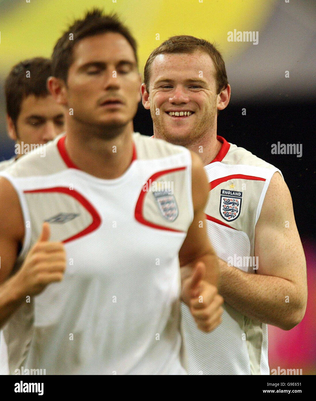 England's Wayne Rooney during a training session at the FIFA World Cup Stadium in Gelsenkirchen, Germany. Picture date: Friday June 30, 2006. England play Portugal in their Quarter Final match tomorrow. Photo credit should read: Owen Humphreys/PA. Stock Photo