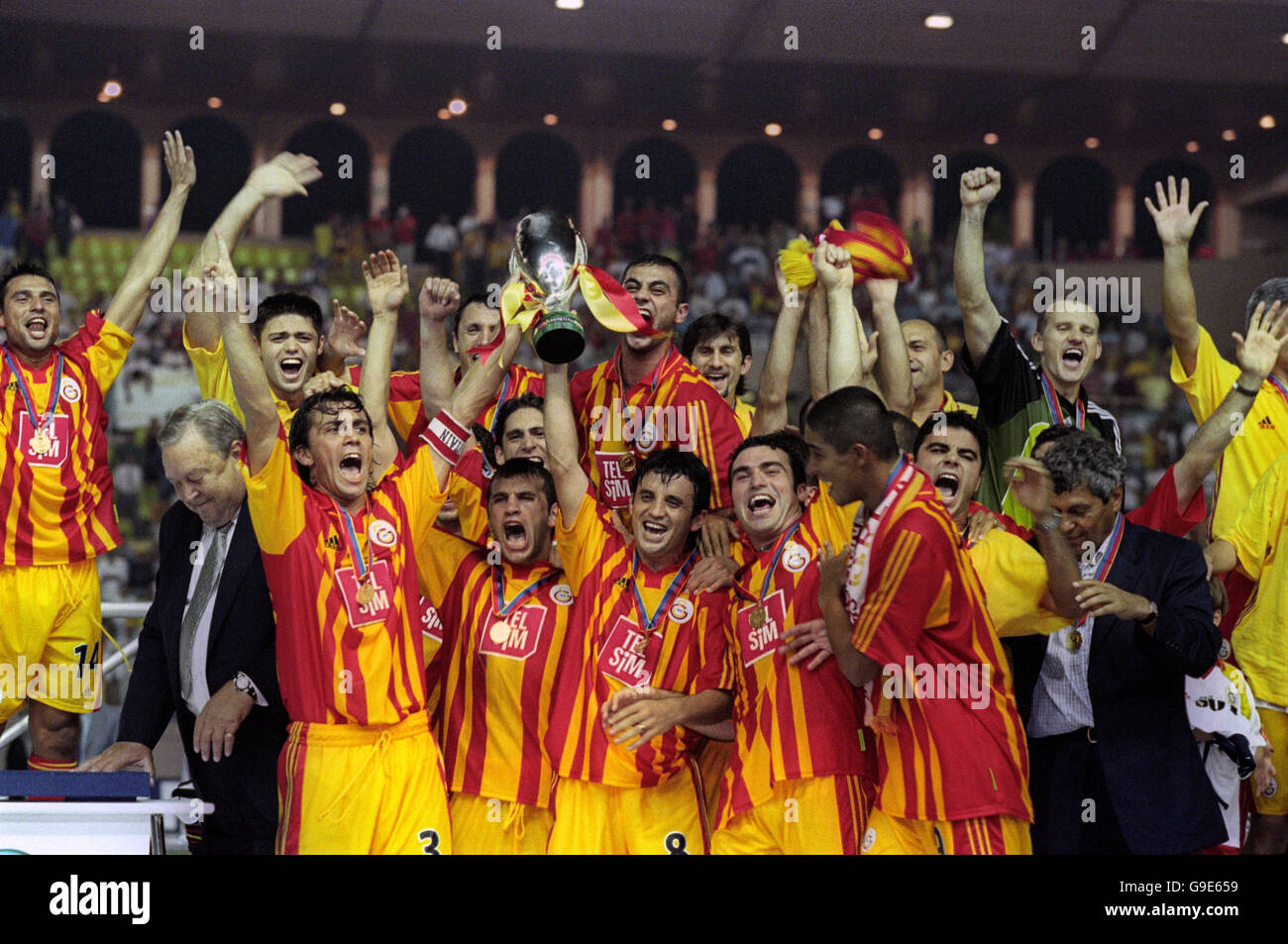 Soccer - UEFA Super Cup - Real Madrid v Galatasaray. Galatasaray celebrate  winning the UEFA Super Cup Stock Photo - Alamy