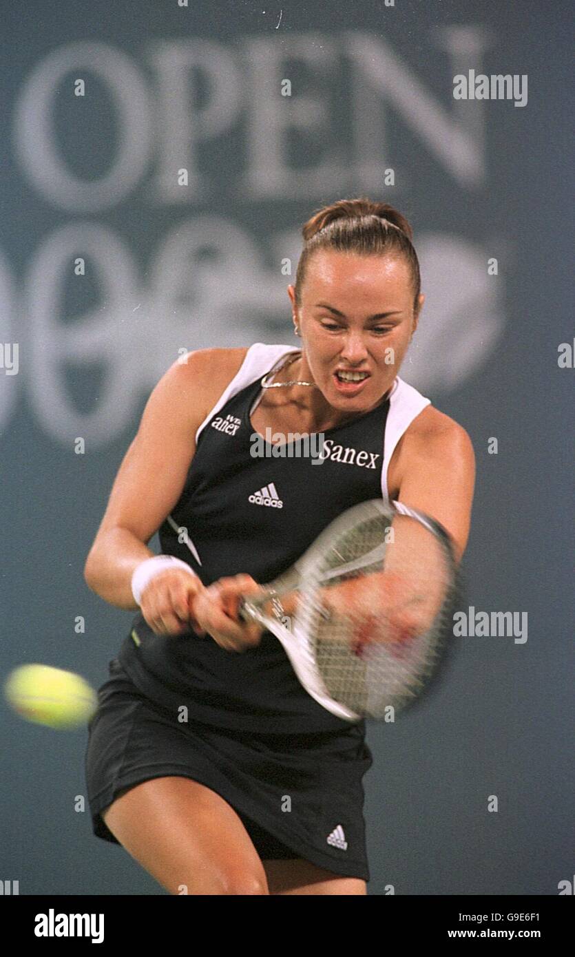 Tennis - US Open - Second Round. Martina Hingis in action during her second round victory over Kristina Brandi Stock Photo