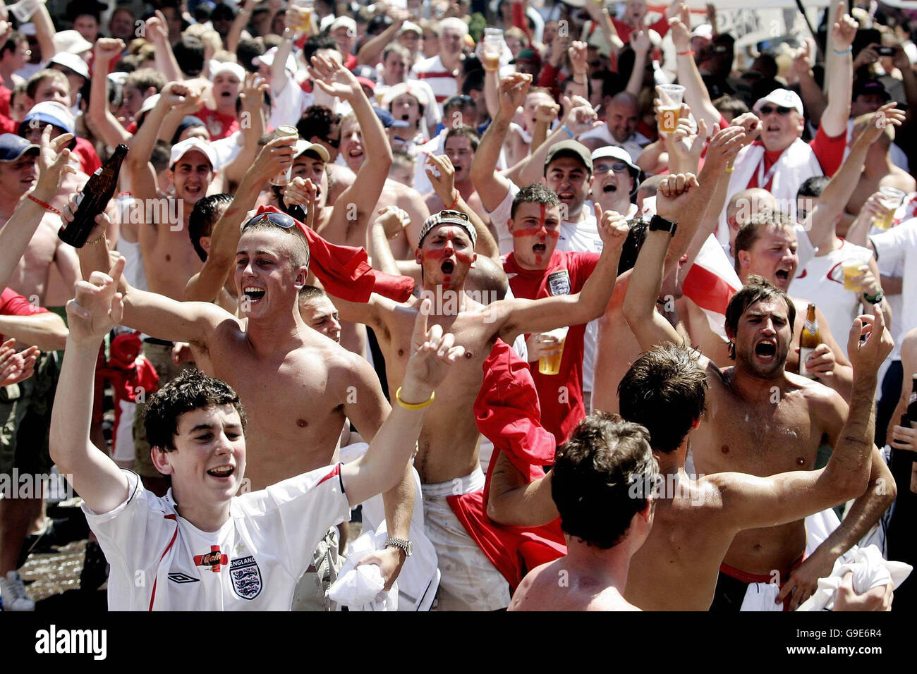 England Football Fans Congregate In The Main Square In Gelsenkirchen Germany Stock Photo Alamy
