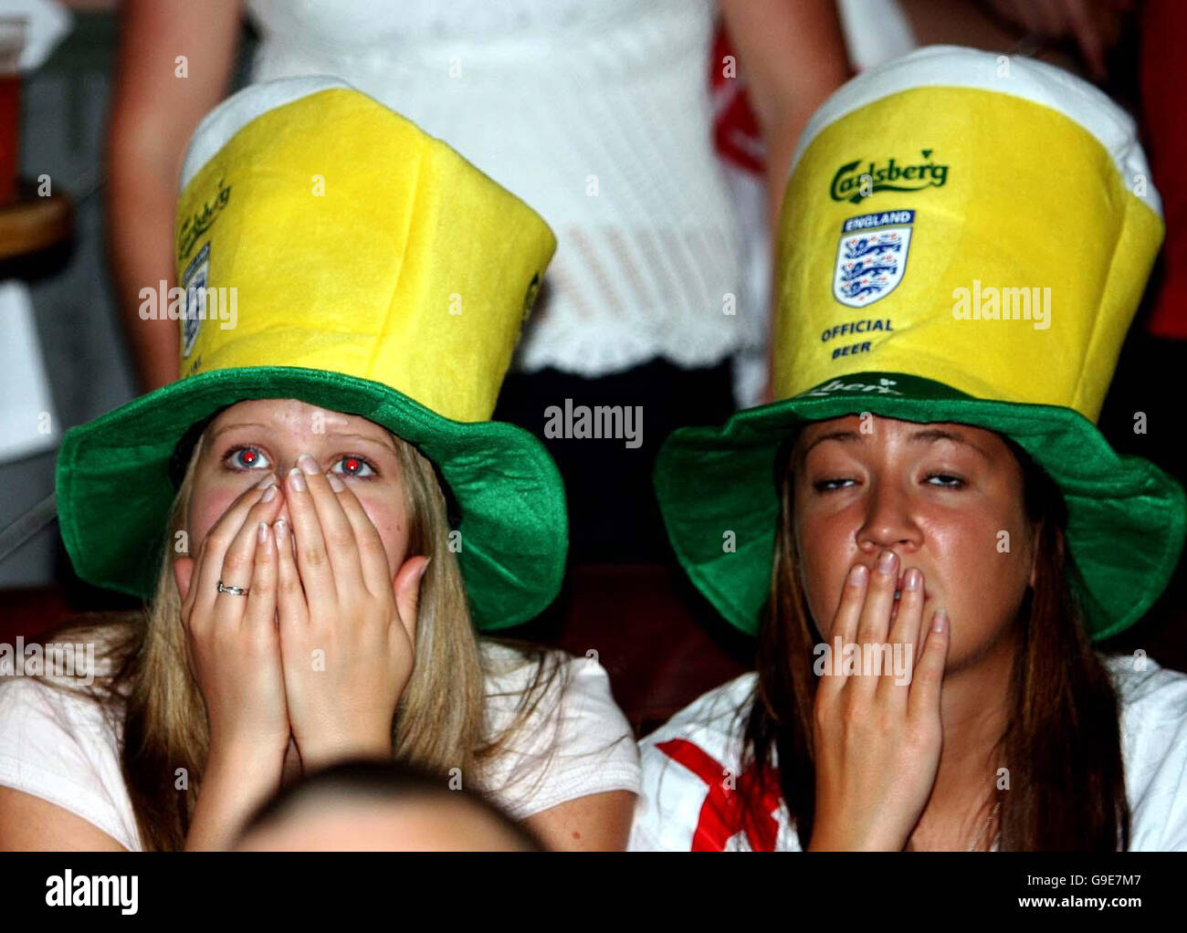 England fans reaction in the Symphony Bar in Liverpool, during the penalty shoot out between