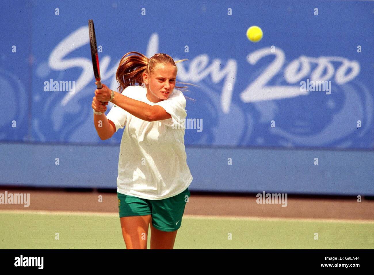 Tennis - Sydney 2000 Olympics - Training. Jelena Dokic in action Stock Photo