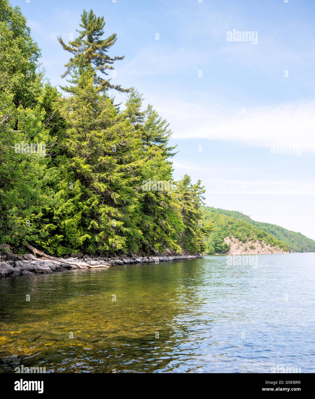 secluded bay along Lake Champlain Stock Photo Alamy