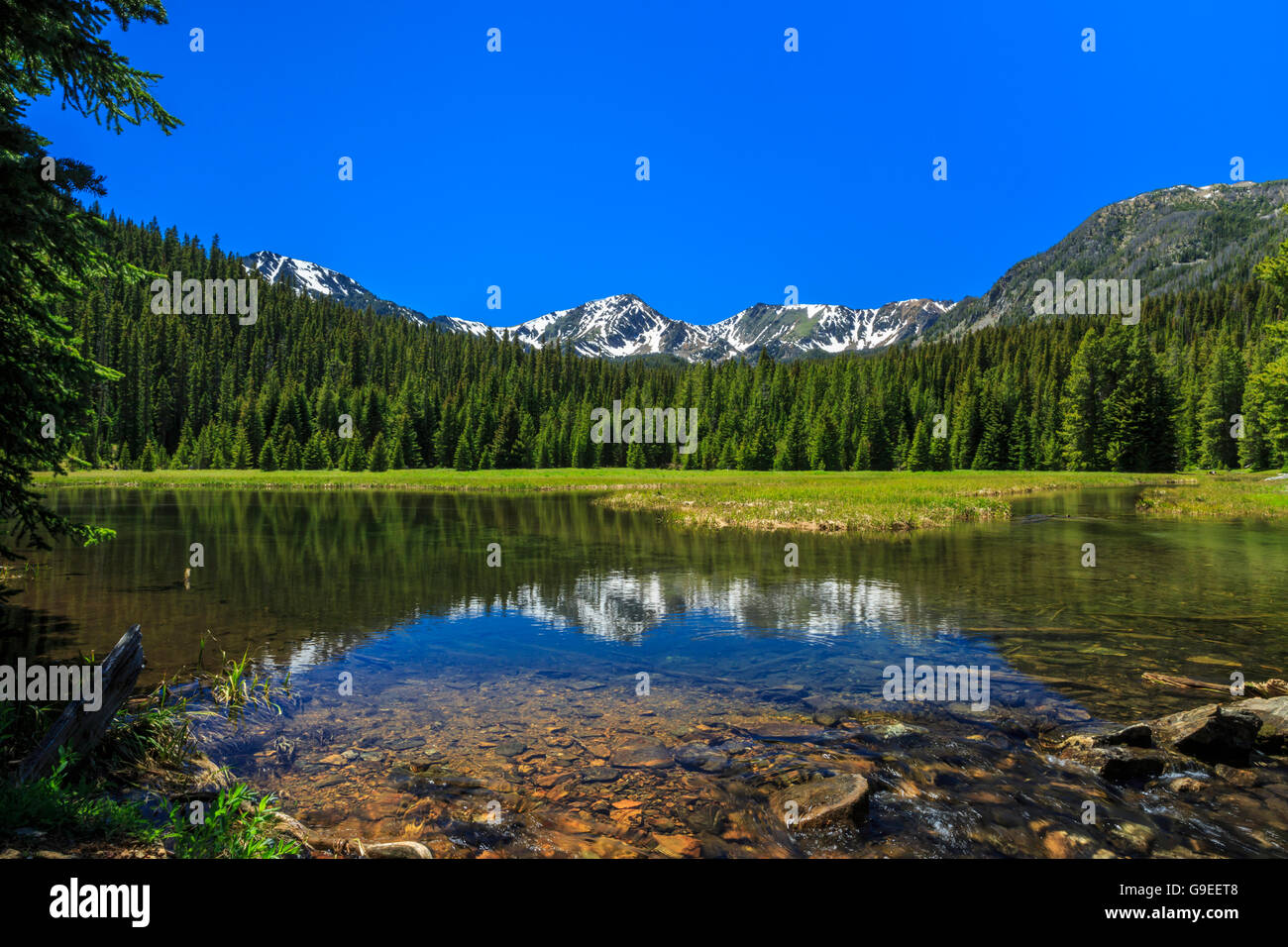 south boulder river below the tobacco root mountains near mammoth, montana Stock Photo