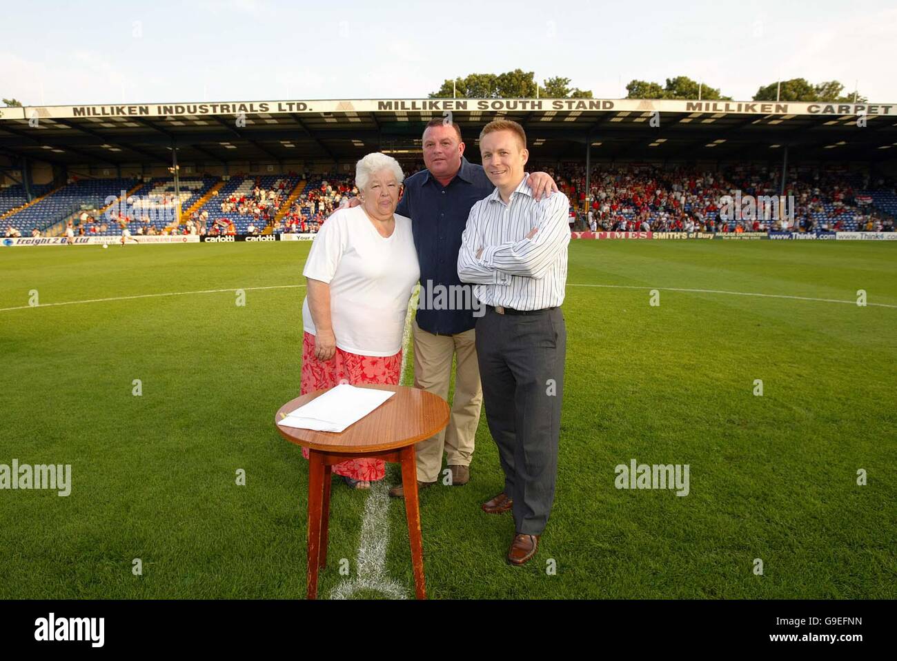 Bury FC Director Margaret Ladkin, Director Tony Pritchard and fellow