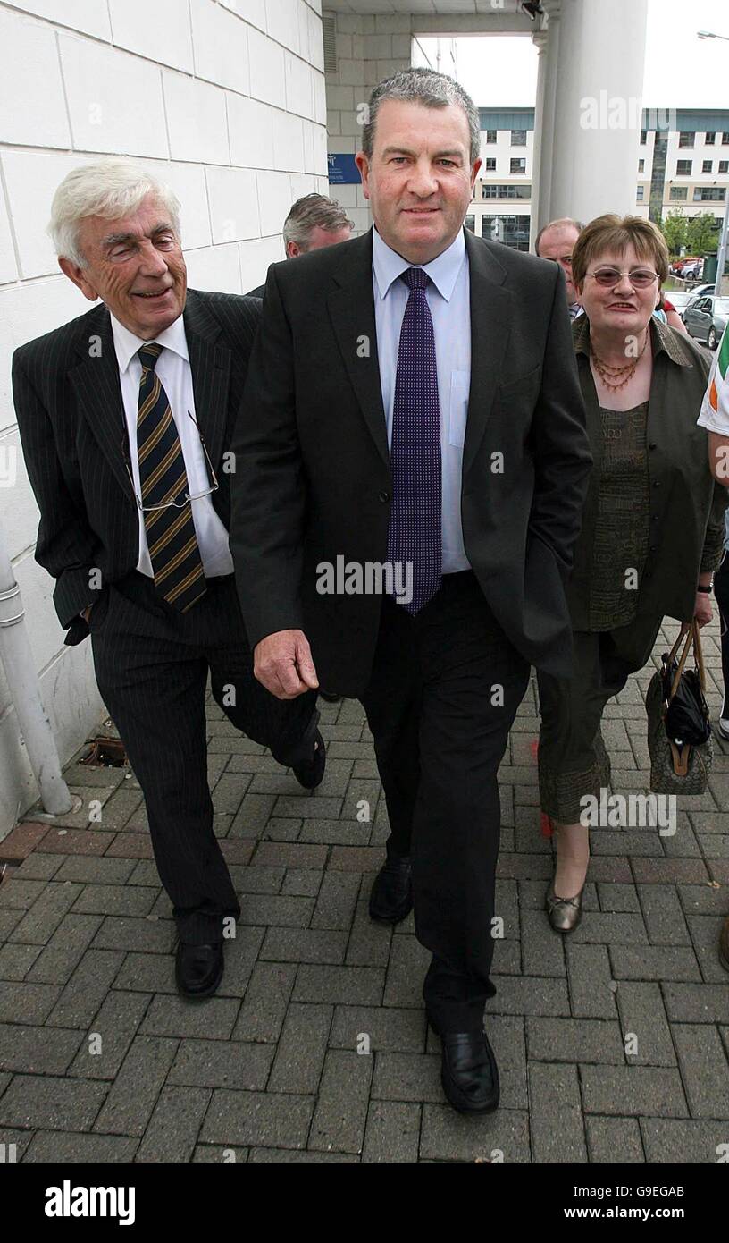Detective Sergeant John White, who is credited with thwarting a string of Real IRA terror attacks, leaves Letterkenny District Court after he was cleared of planting a shotgun at a traveller encampment in Donegal in a bid to frame a group of men for murder. Stock Photo