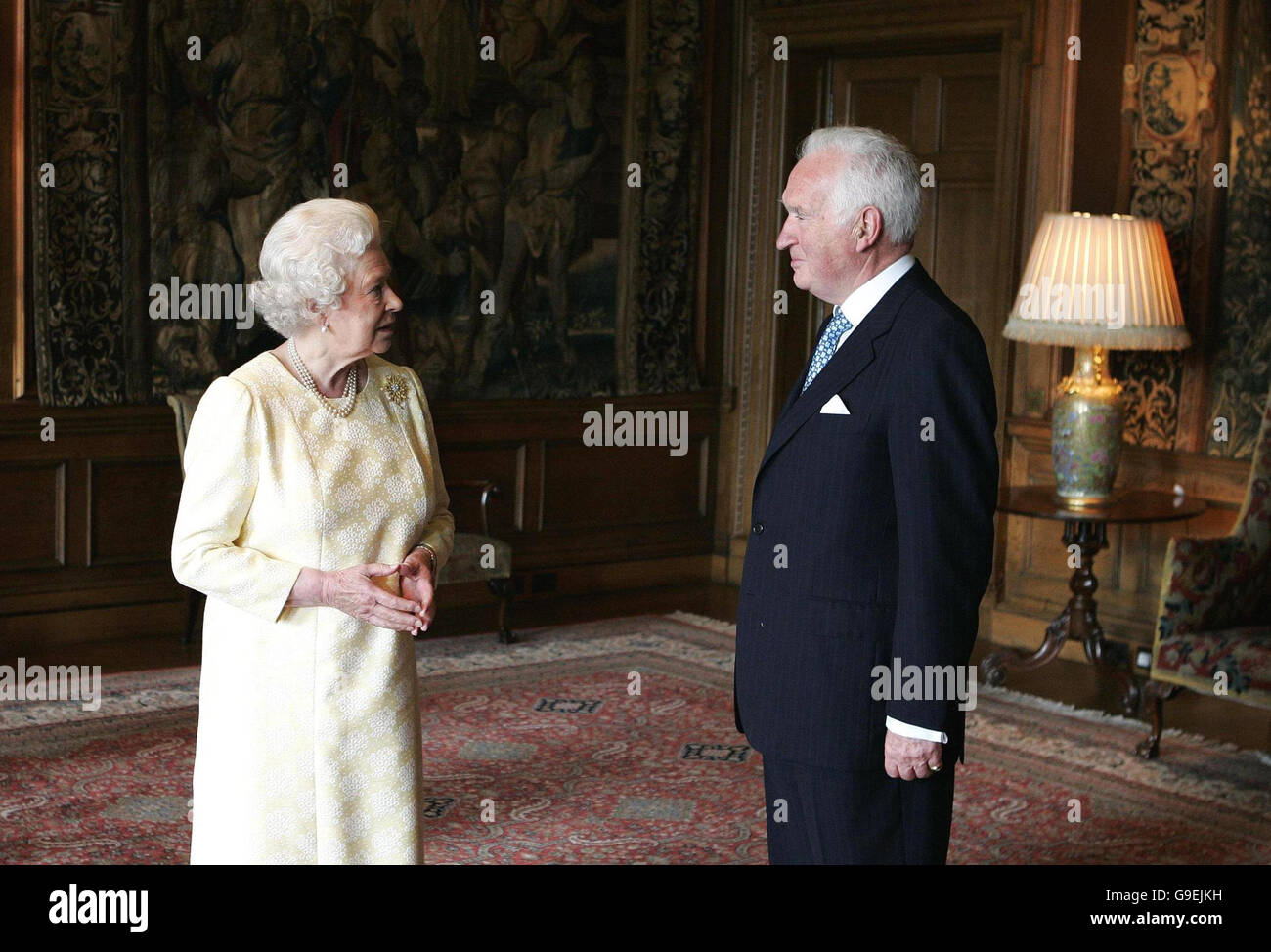 Britain's Queen Elizabeth II gives an audience to Lord McKay of