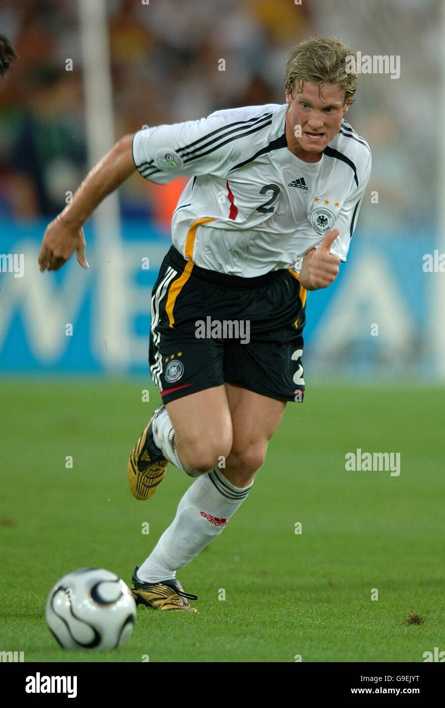 Soccer - 2006 FIFA World Cup Germany - Third Place Play-Off - Germany v Portugal - Gottlieb-Daimler-Stadion. Marcell Jansen, Germany Stock Photo