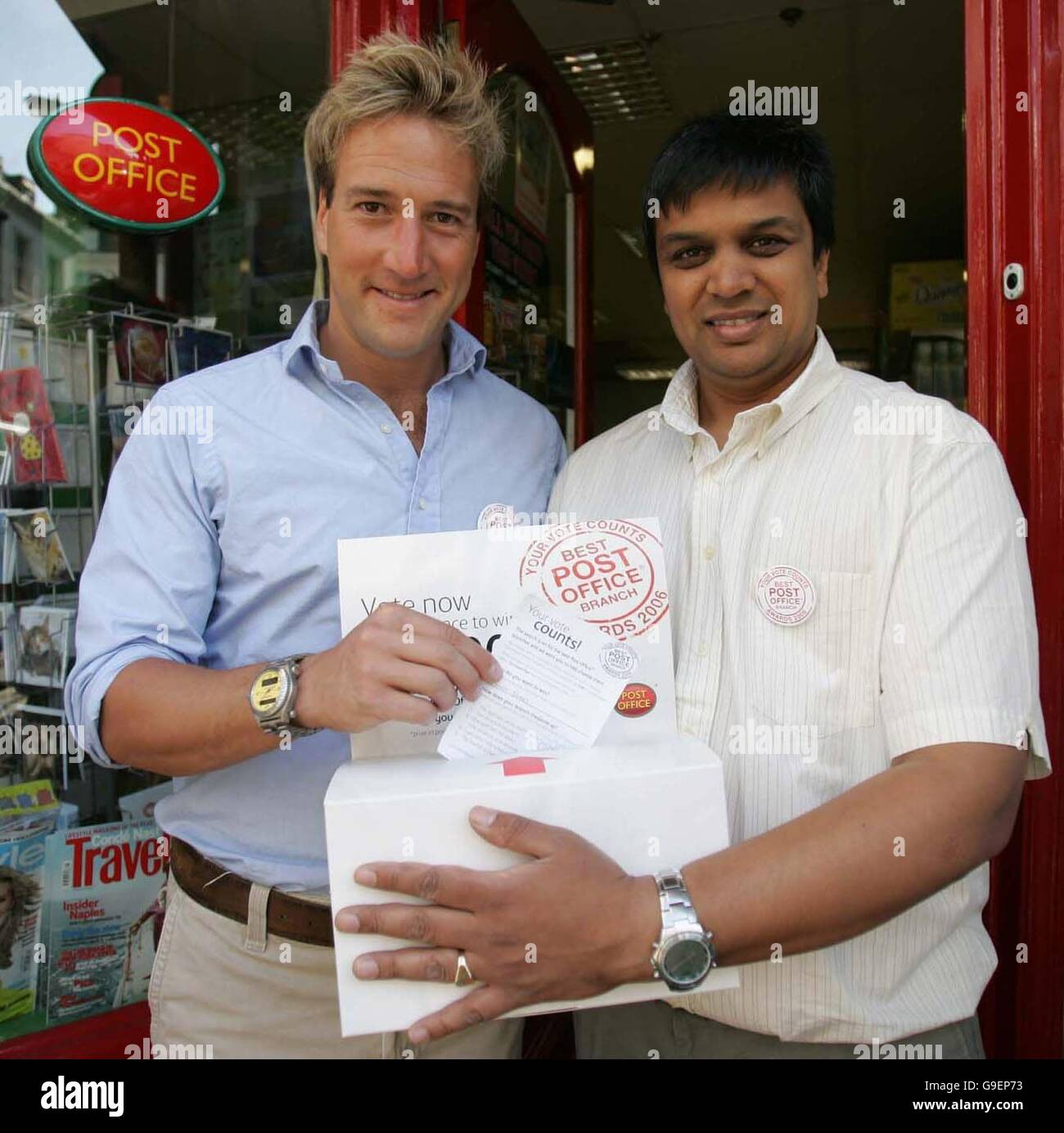 TV presenter and travel writer Ben Fogle (left) casts his vote with sub 